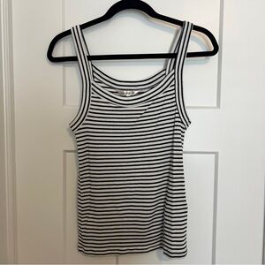 Banana Republic Striped Navy and Cream Women's Tank Top Size Small
